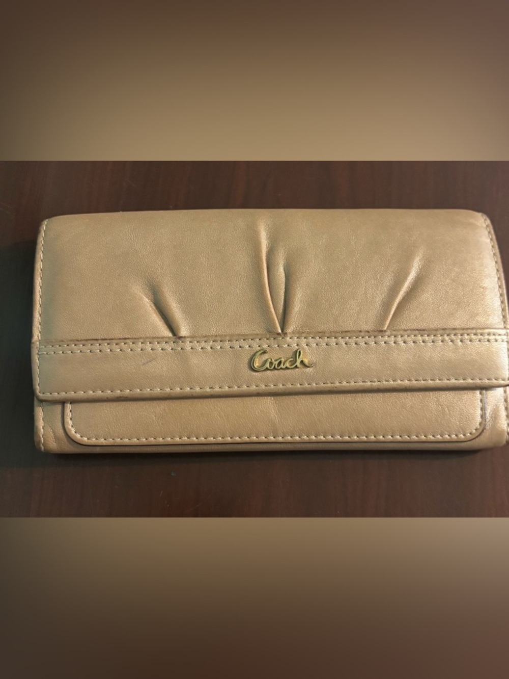 Vintage Coach Ashley Tri-fold Wallet Leather Zip Pockets Credit Card Slots Snap